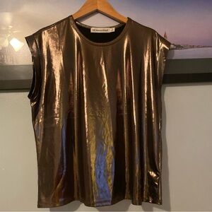 Rebecca Minkoff Shimmering rose gold metallic Muscle Tee